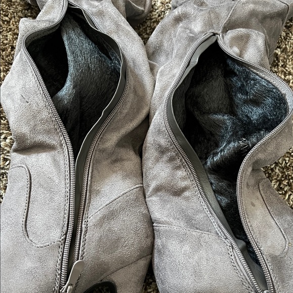 Gray Suede Knee-High Boots - Picture 5 of 6